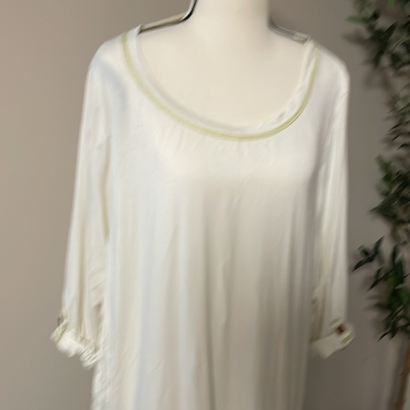 Matilda Jane tunic top ivory white lime green stripes size XL - Picture 2 of 9